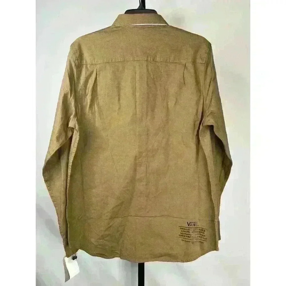 Vans Off the Wall Men's Stackton Button Down Shirt Size S Tan - Picture 2 of 6